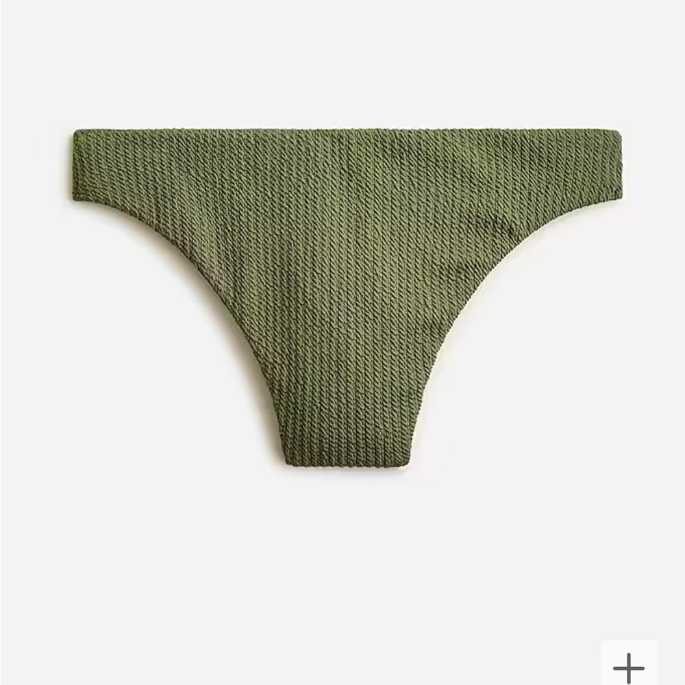 J. Crew Green Textured curved-waist cheeky bikini bottom | NWT